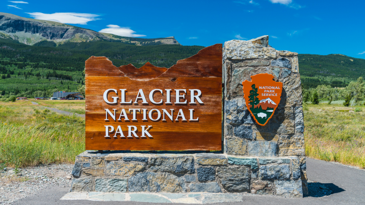 Mountain views and scenic road inside Glacier National Park