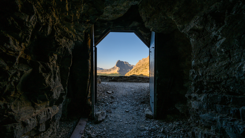 Mountain view from Ptarmigan Tunnel in Glacier National Park