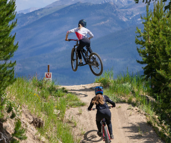 Mountain biking at Trestle Bike Park Winter Park Colorado